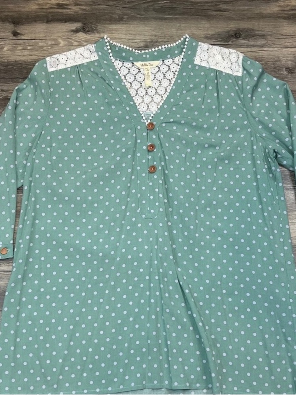 Kids Polka Dot Mint Green Dress with Lace Trim